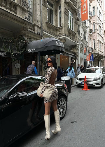 The Leopard Luxe Long Sleeve Short Dress - 1021