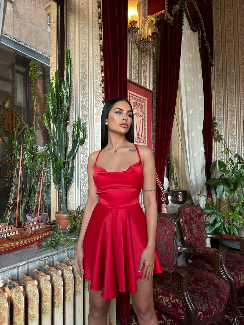 The Satin Charm Mini Dress - 1029