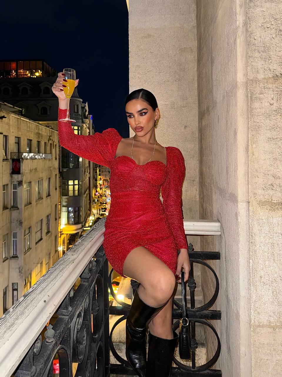 The Glam Sequin Long-Sleeve Mini Dress – 1039