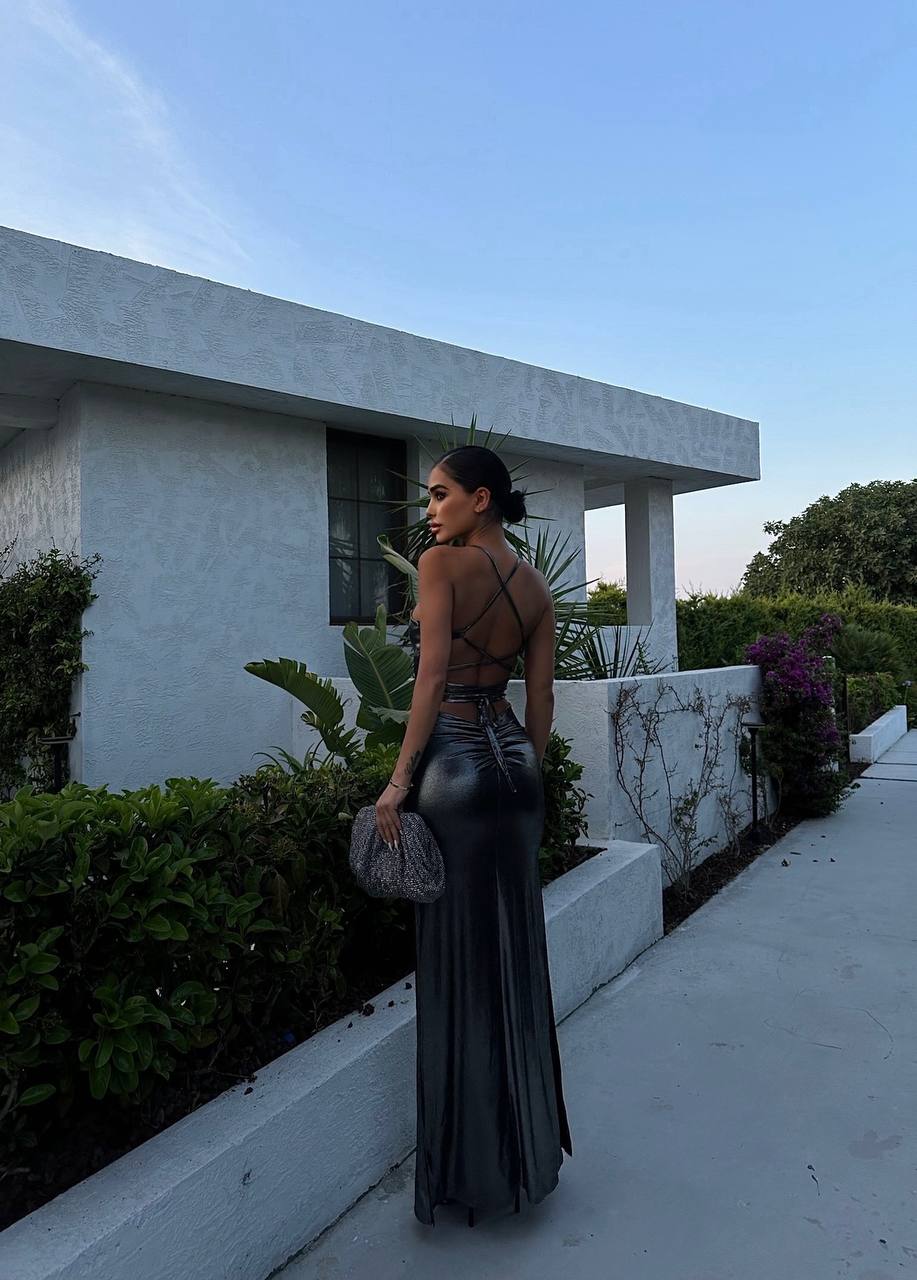 The Luxe Metallic Maxi Dress – 1048