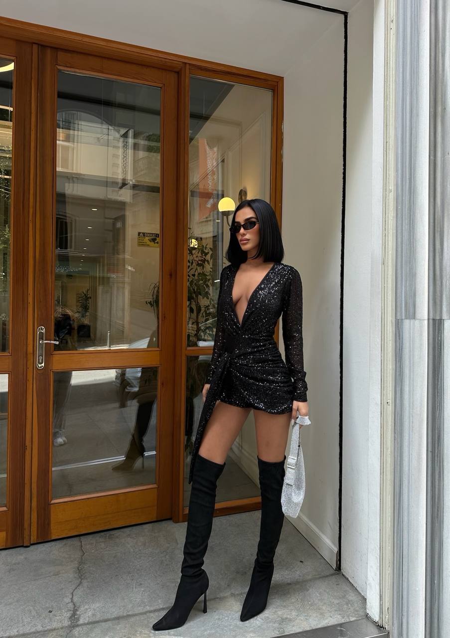 Midnight Glam Sequin Mini Dress - 1042