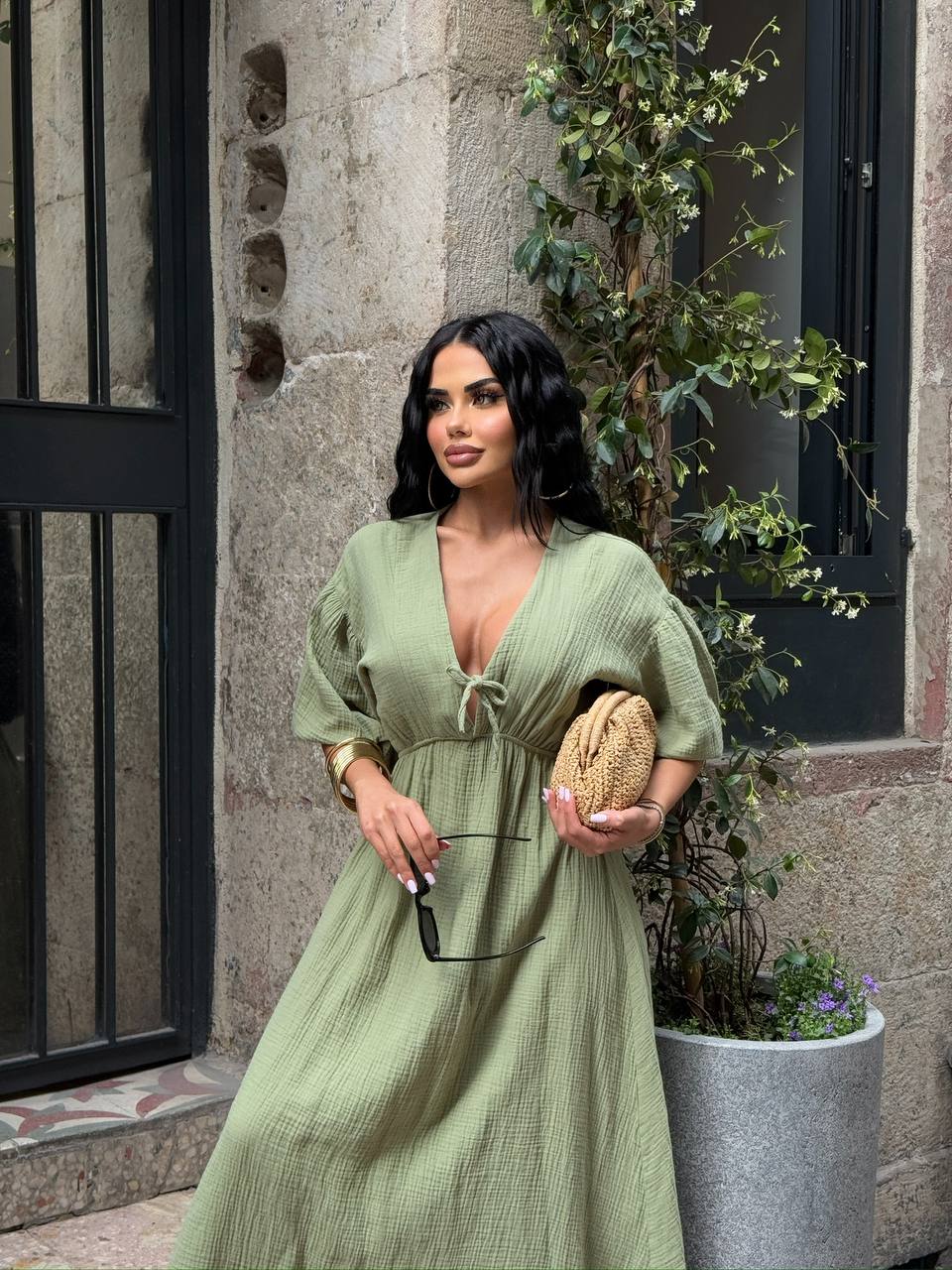 The Riviera Puff-Sleeve Midi Dress – 1206