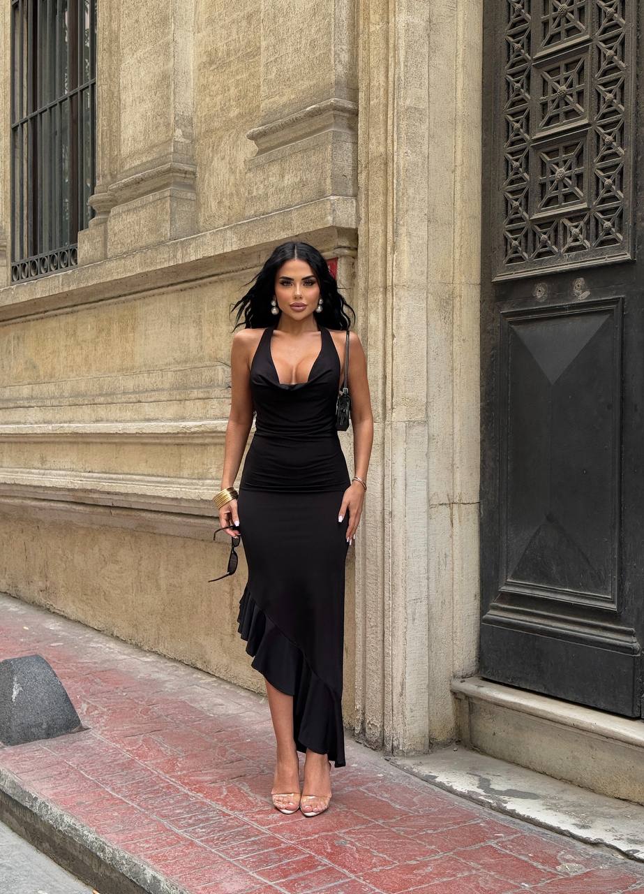 The Havana Ruffle-Edge Halter Dress - 1211