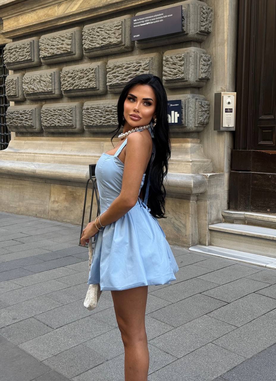 The Bella Halter Bubble Mini Dress Luxe Edition - 1214