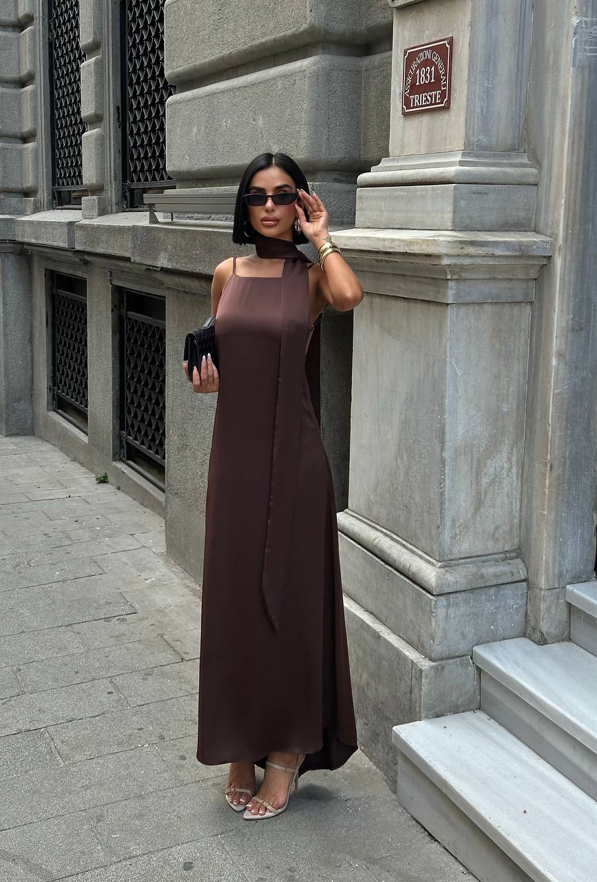 The Nova Backless Satin Maxi Dress Timeless Drape - 1235