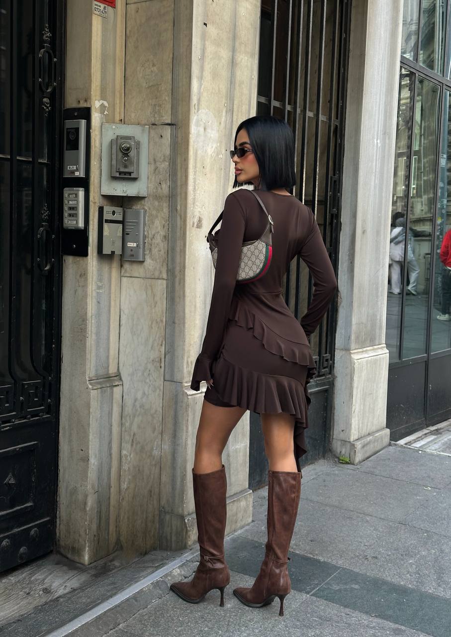 Eternal Ruffle Mini Dress Asymmetrical Layered Frill 1271