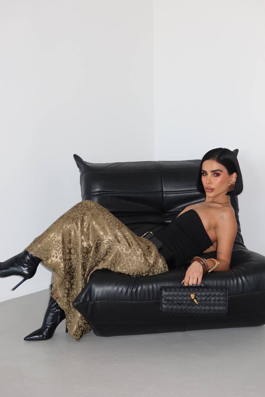 Velvet Aura Maxi Skirt Fitted Satin Texture 1283