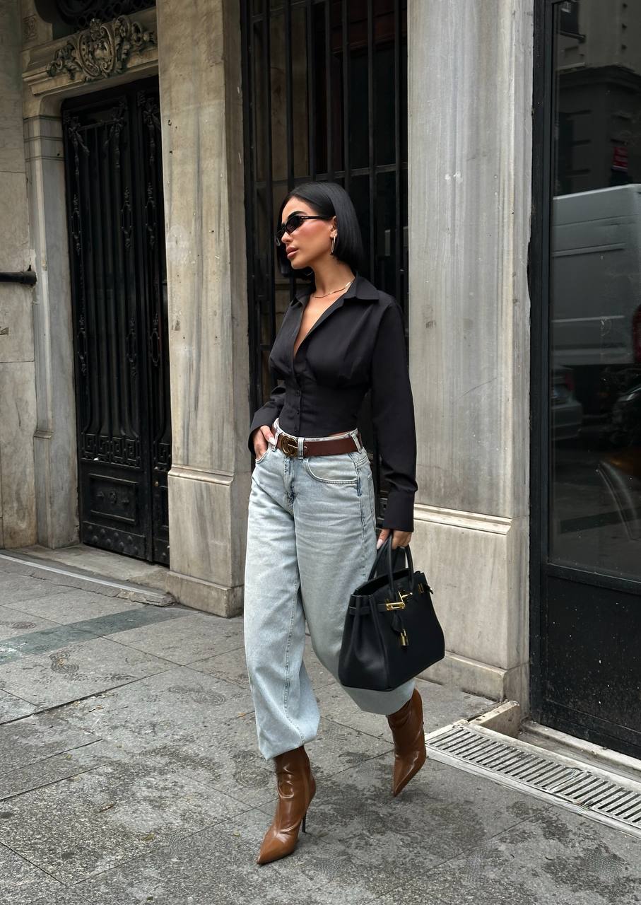 Urban Sculpt Cropped Blouse Fitted Waist Shaping 1278