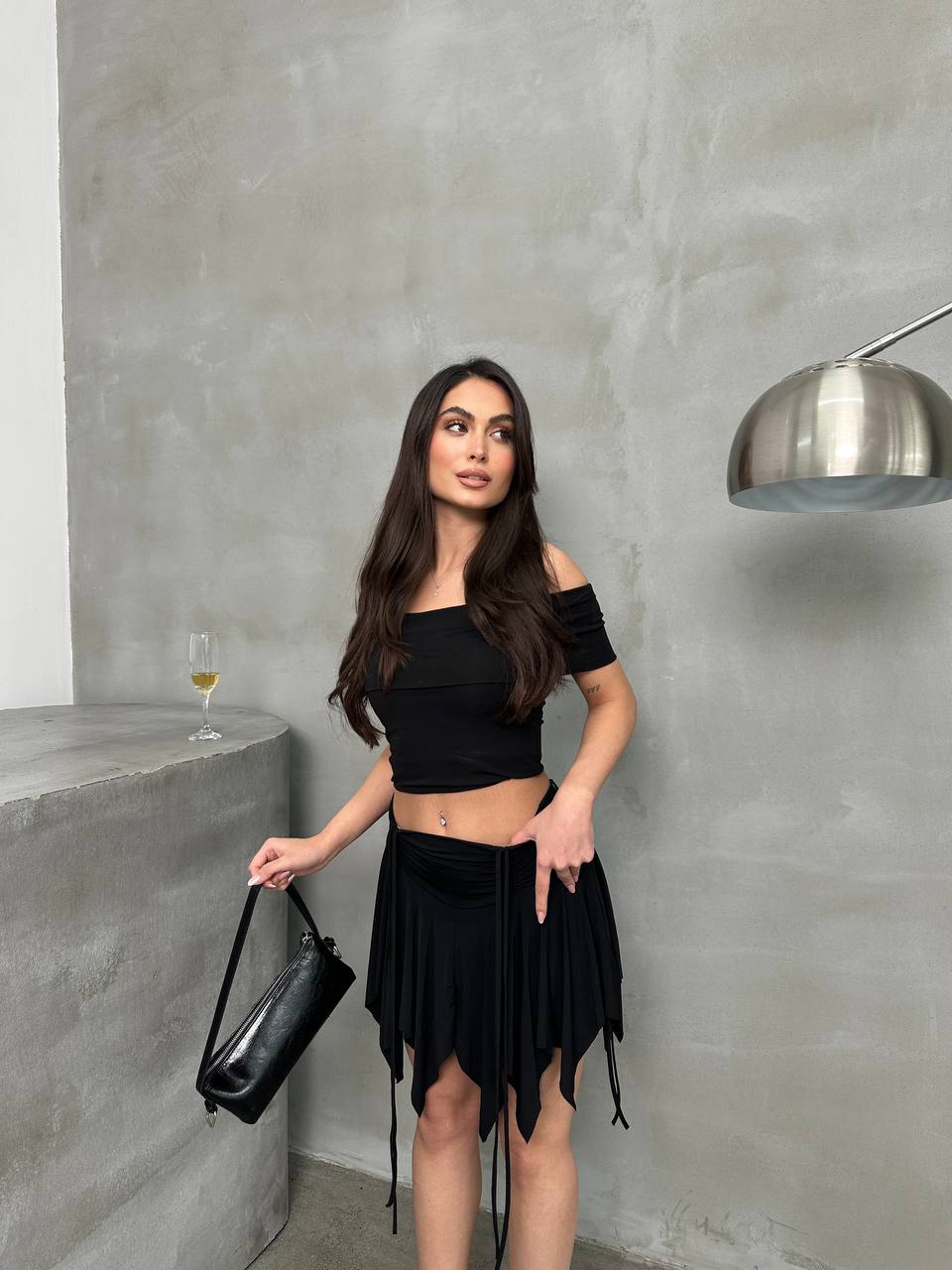 Ethereal Asymmetrical Ruched Skirt - 1173