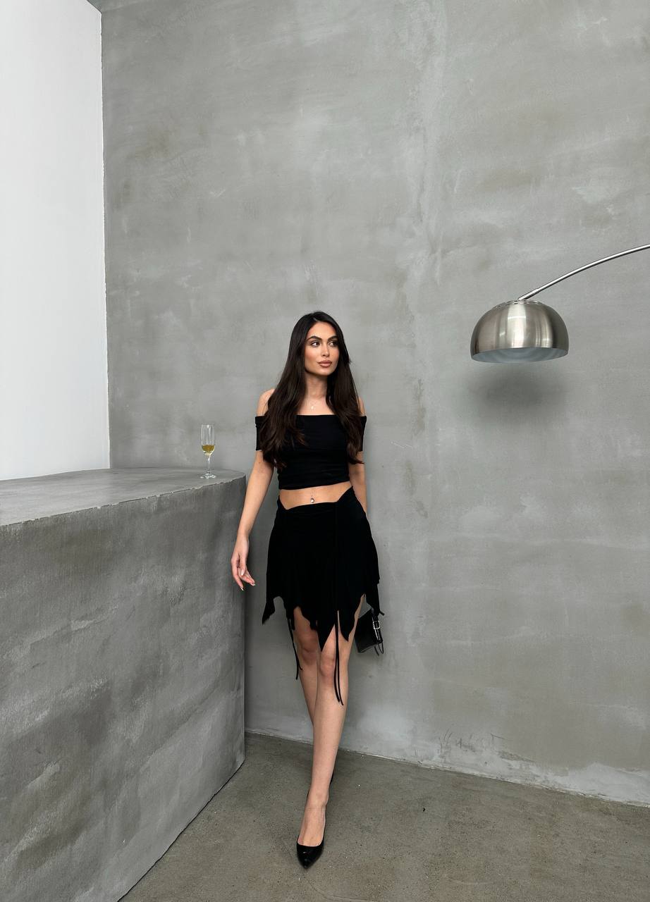 Ethereal Asymmetrical Ruched Skirt - 1173