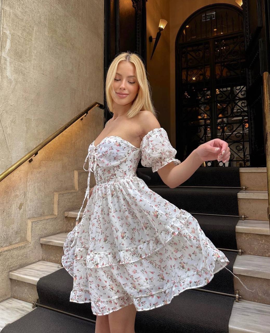 Blossom Romance Off-Shoulder Dress – 1151