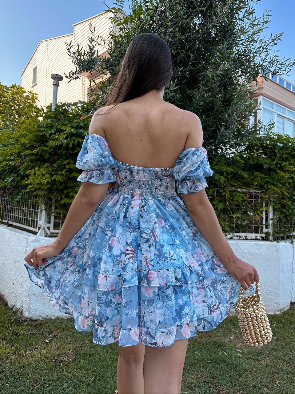 Blossom Romance Off-Shoulder Dress – 1151