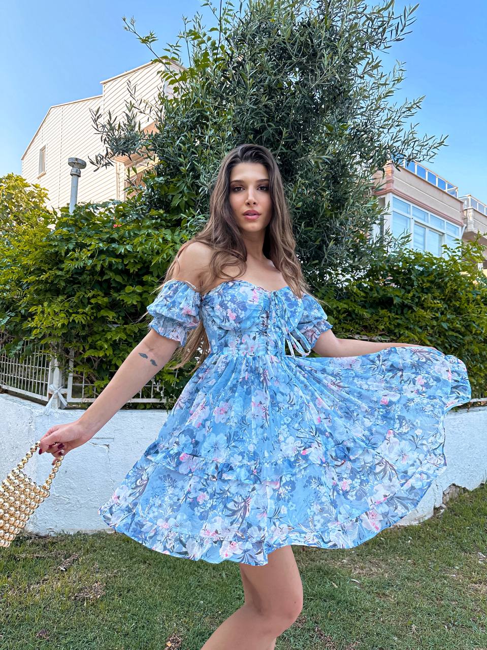 Blossom Romance Off-Shoulder Dress – 1151