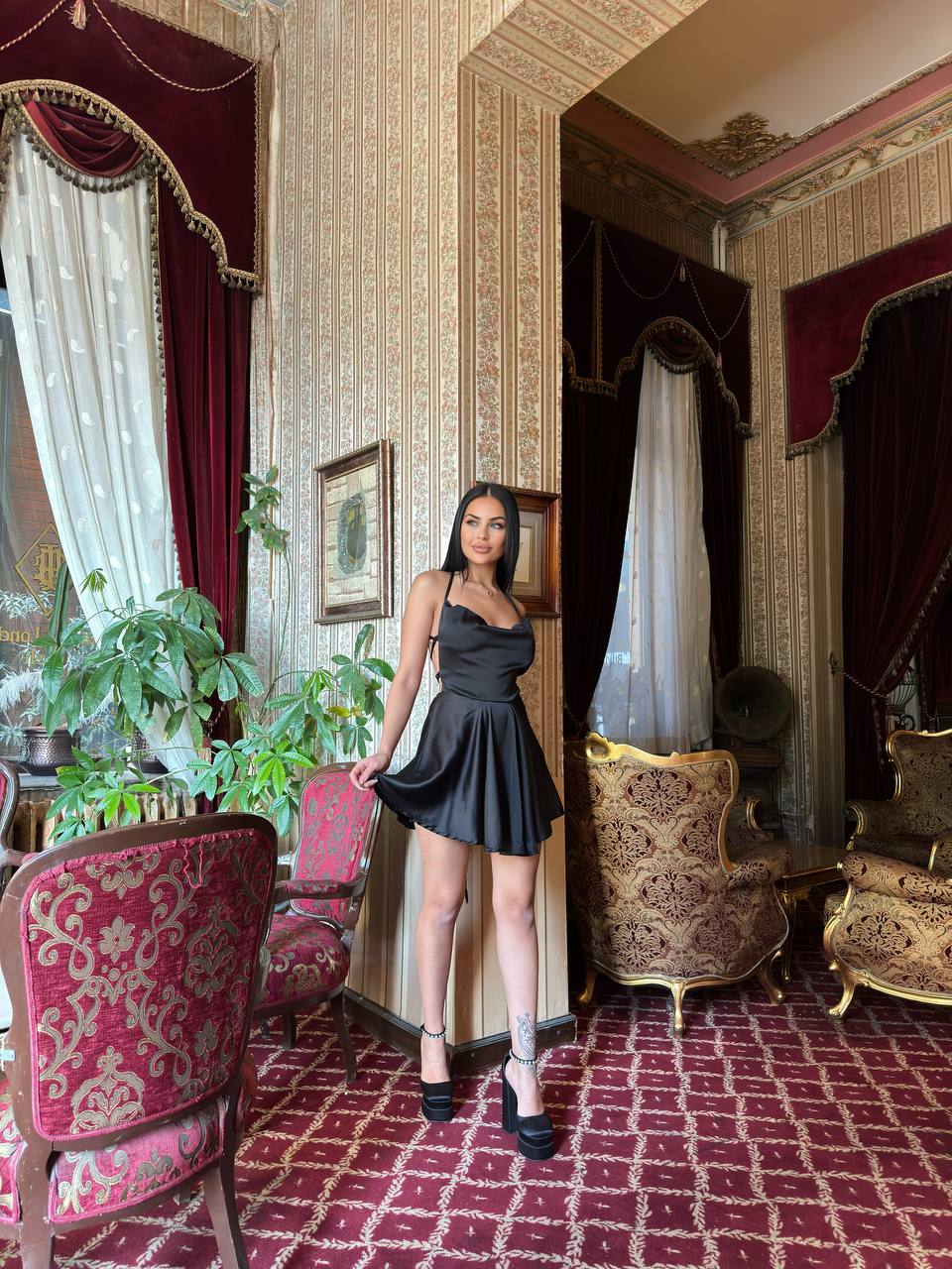 The Satin Charm Mini Dress - 1029