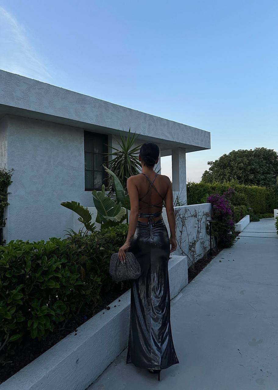 The Luxe Metallic Maxi Dress – 1048