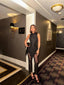 Midnight Edge Sheer Flare Pants & Asymmetrical Top Set Statement Jumpsuit - 1196