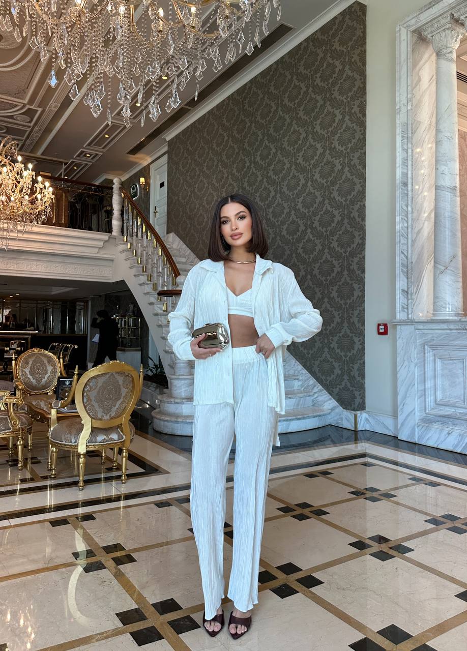 The Noir & Merlot Pleated Lounge Set 3-Piece Co-ord - 1198