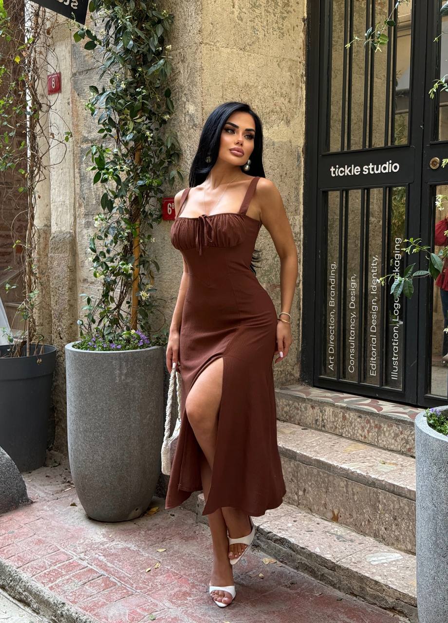 Sienna Lace-Up Corset Midi Dress - 1212