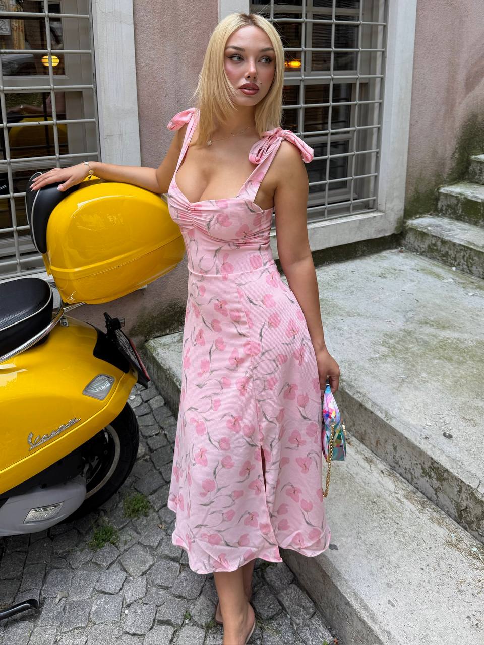 Summer Blossom Shoulder-Tie Blue Floral - 1221