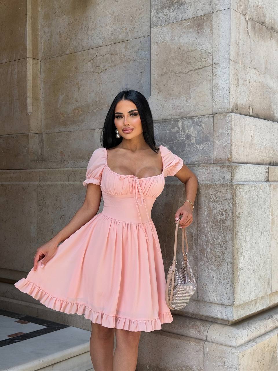 The Ruffle Charm Puff Sleeve Pastel Romance - 1228