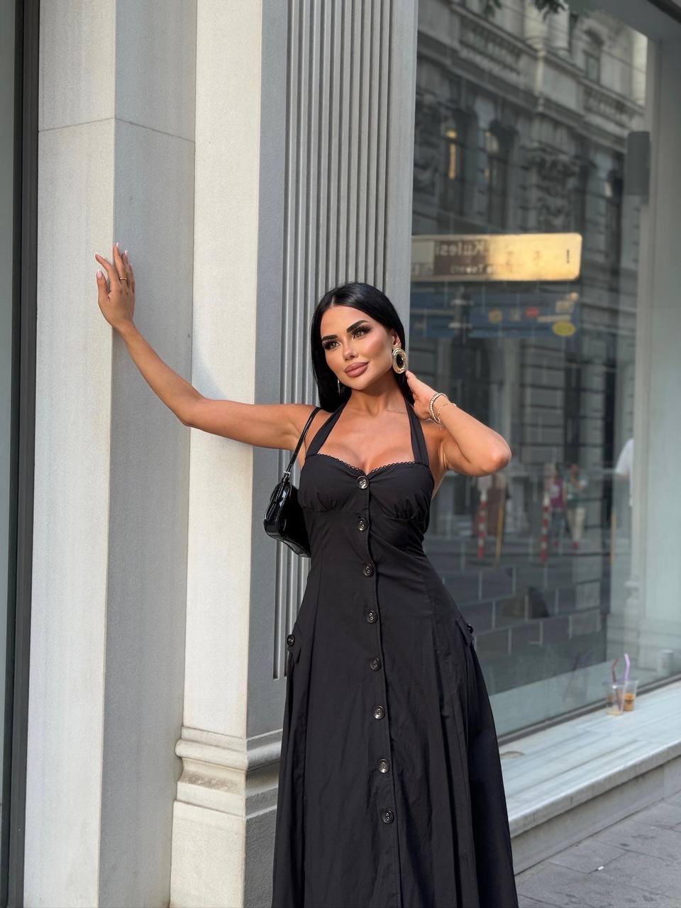 Riviera Backless Halter Midi Dress Elegant Summer Flow - 1230