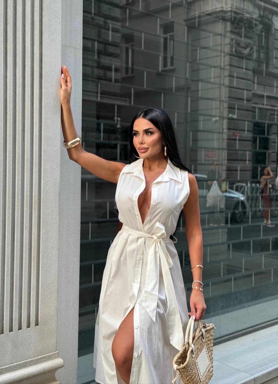 Urban Grace Button-Down Midi Dress – 1231