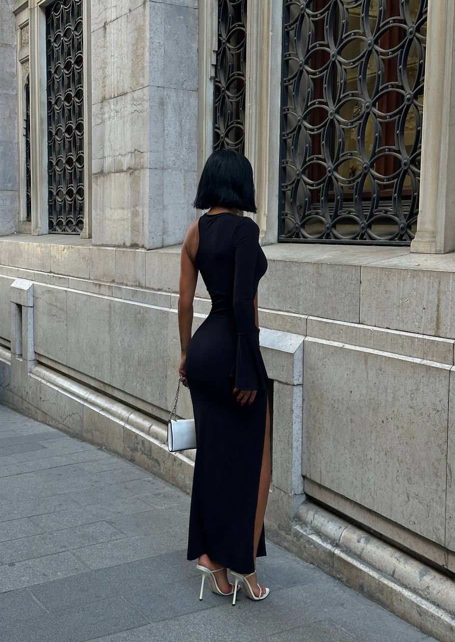 Fierce Allure Maxi Dress One-Sleeve Cut-Out Detail - 1246