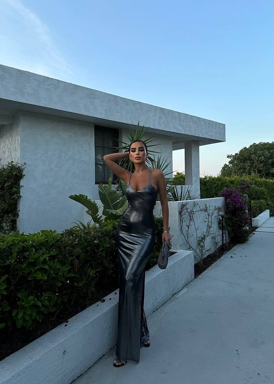 The Luxe Metallic Maxi Dress – 1048