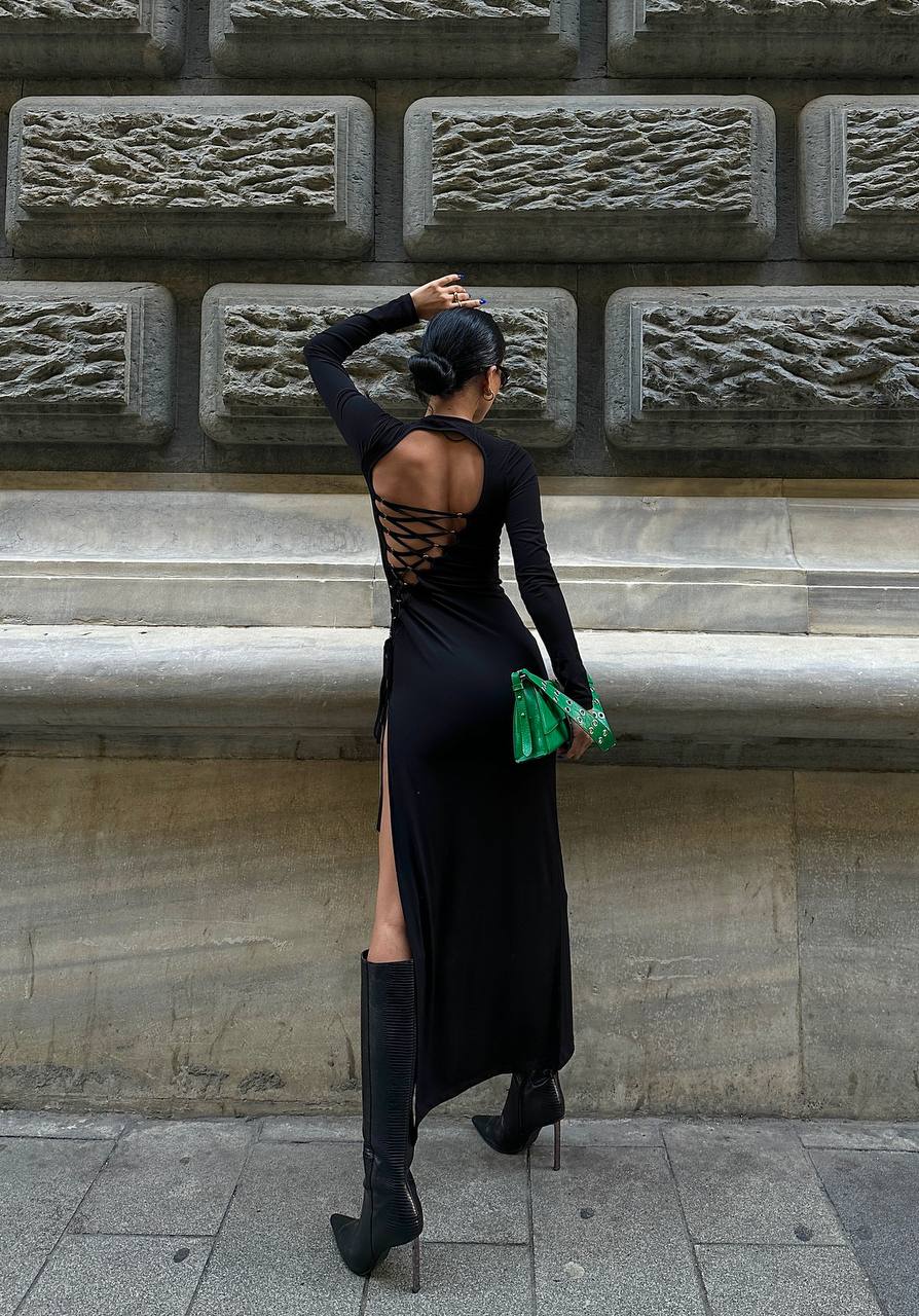 The Luxe Lace-Up Back Maxi Dress – 1075