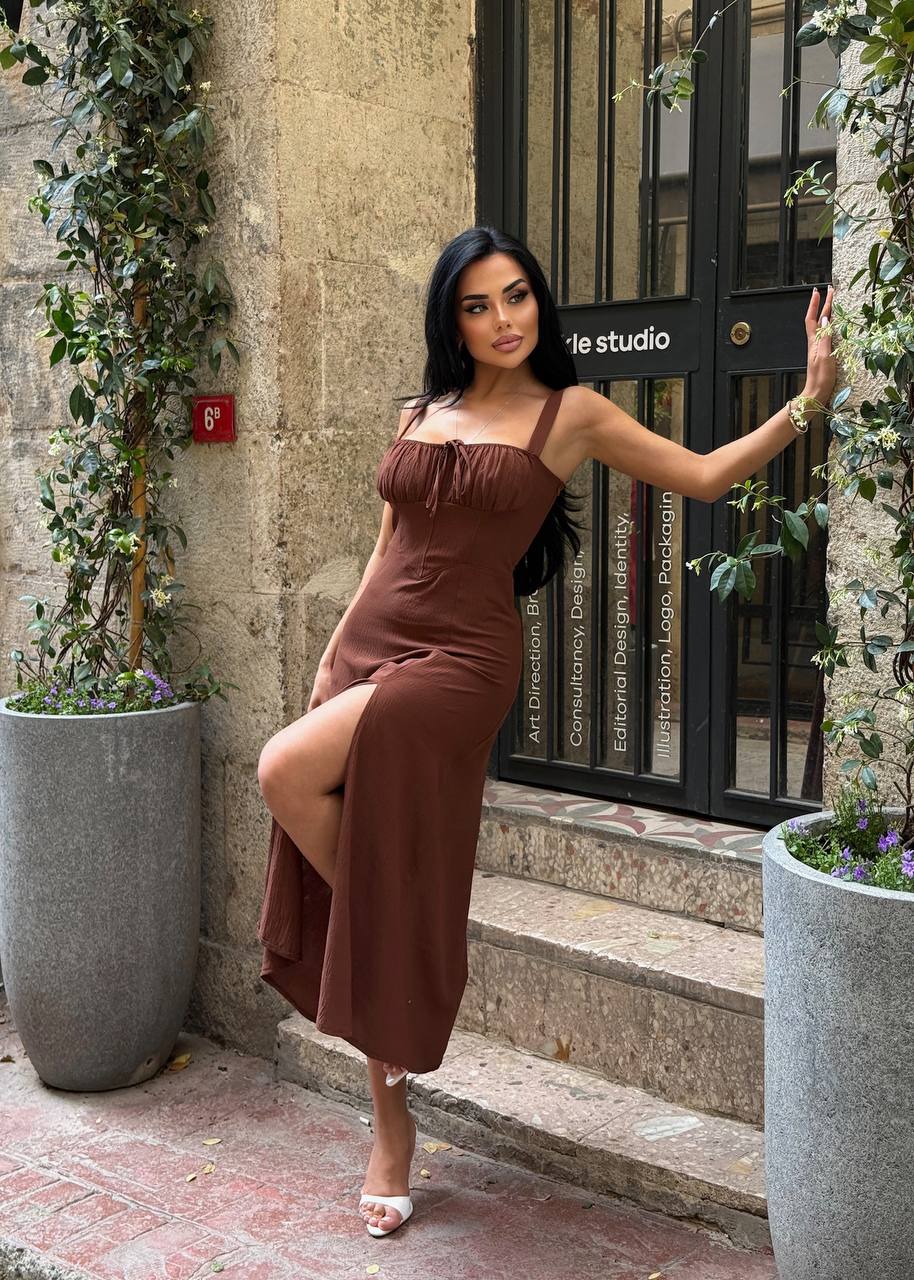 Sienna Lace-Up Corset Midi Dress - 1212