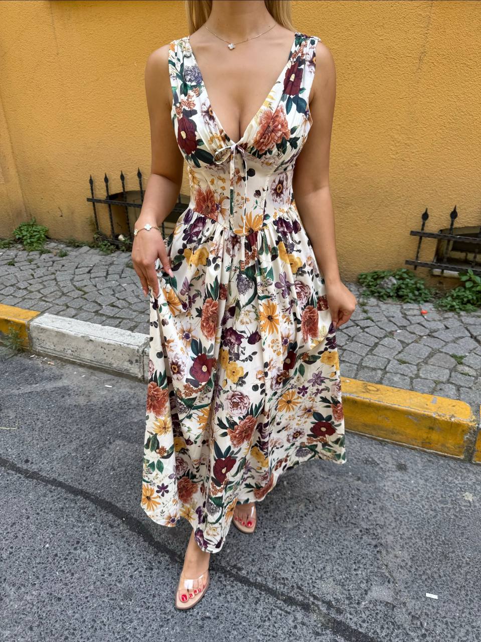 Sunset Bloom Sleeveless Maxi Dress - 1219