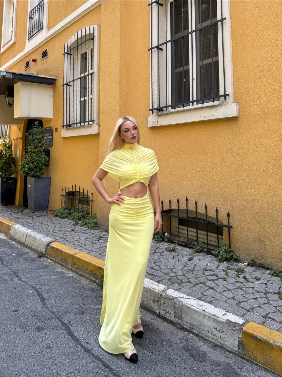 The Aurora Ruched Cut-Out Maxi Dress - 1222