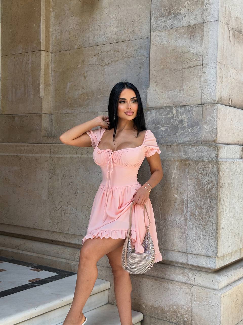 The Ruffle Charm Puff Sleeve Pastel Romance - 1228