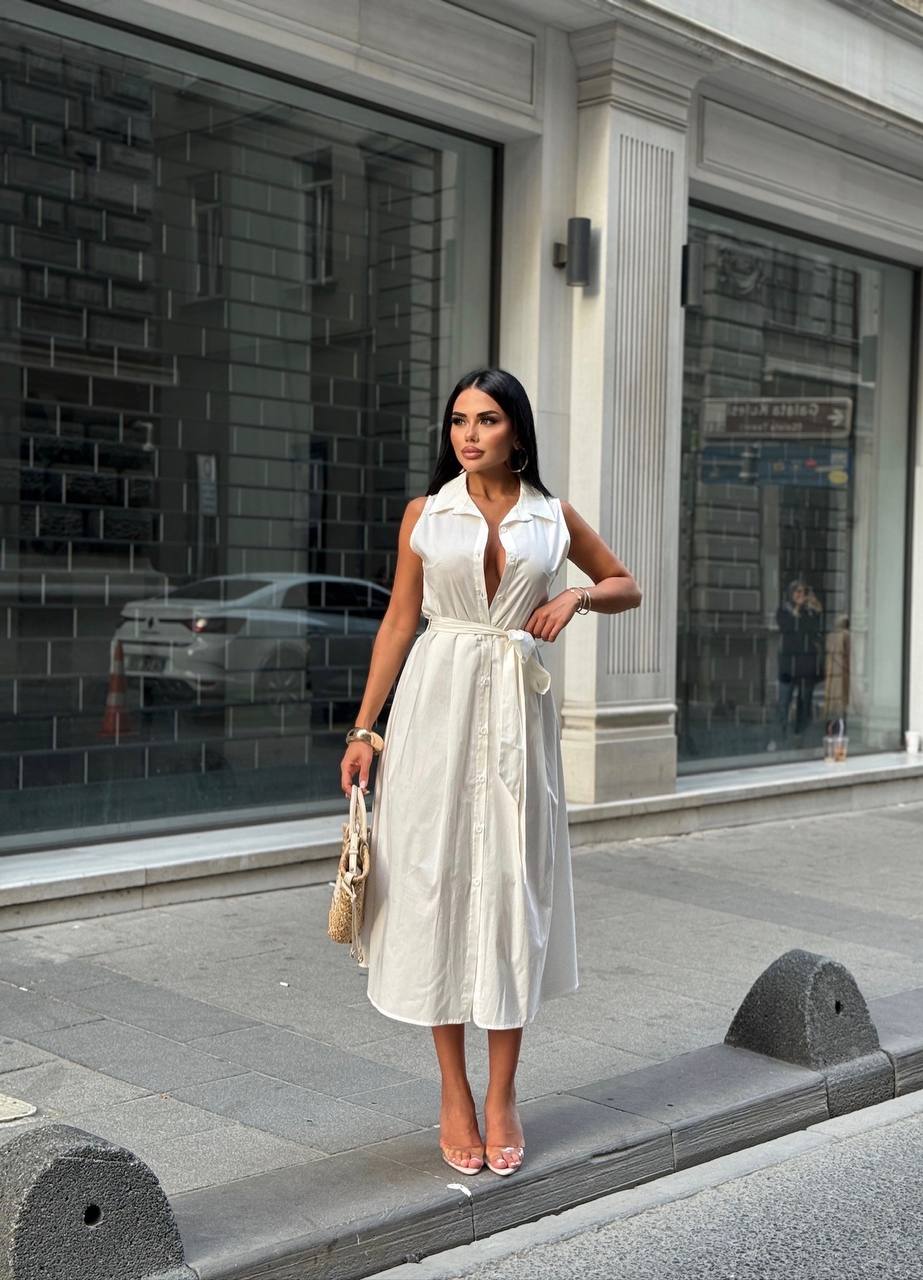 Urban Grace Button-Down Midi Dress – 1231