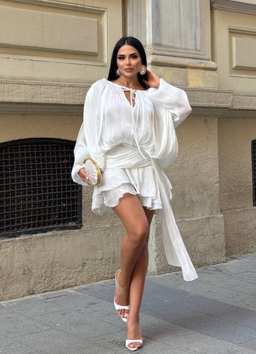 Celeste Pleated Flare Mini Dress Romantic Chic - 1234