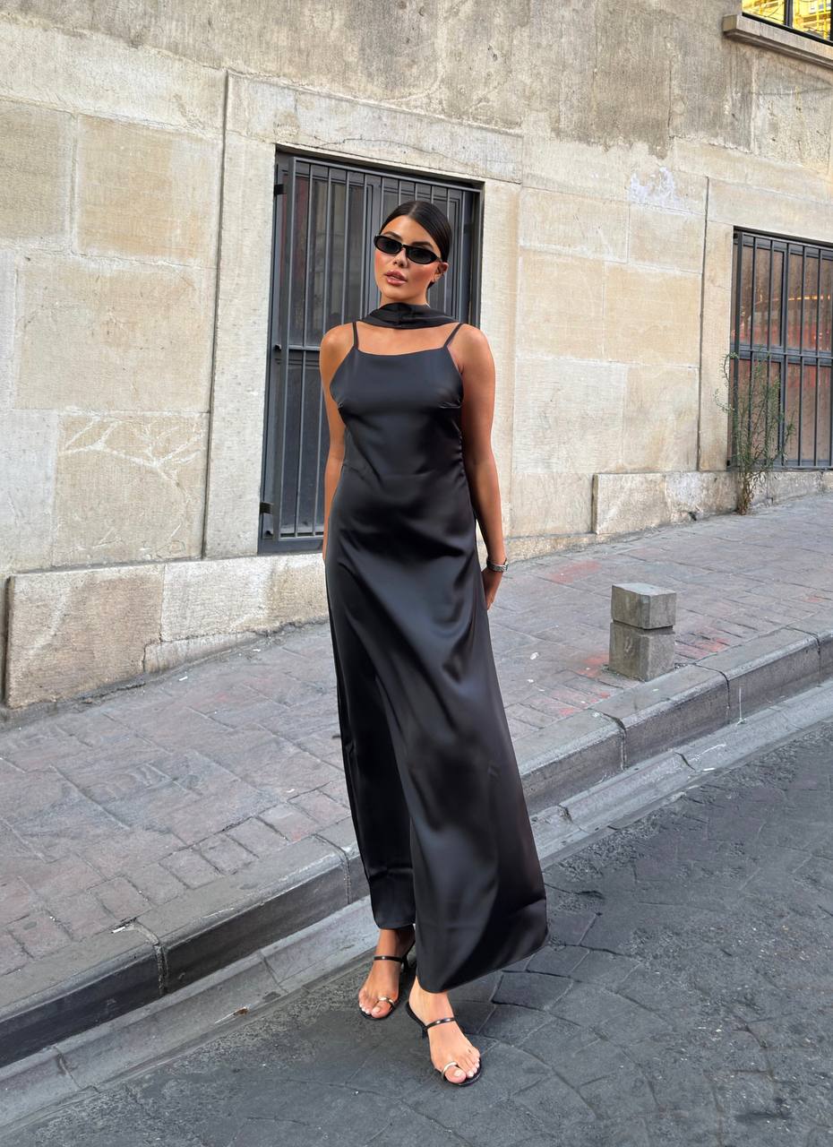 The Nova Backless Satin Maxi Dress Timeless Drape - 1235