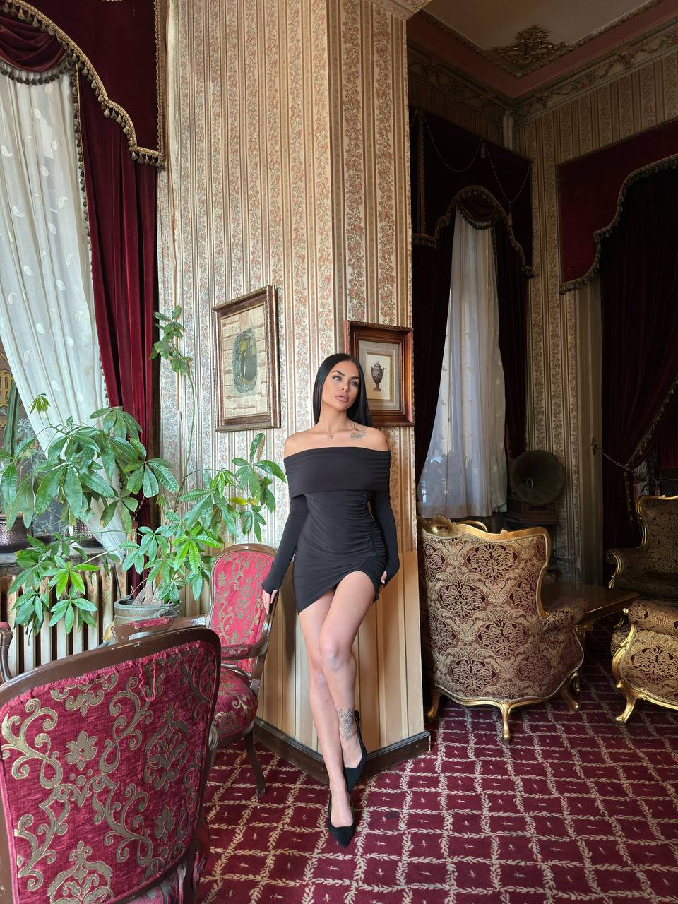 The Luxe Off-Shoulder Ruched Mini Dress - 1026