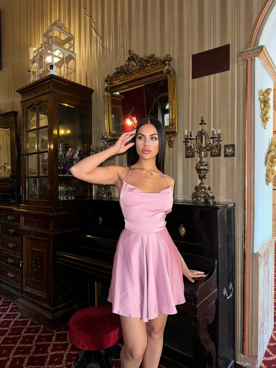 The Satin Charm Mini Dress - 1029