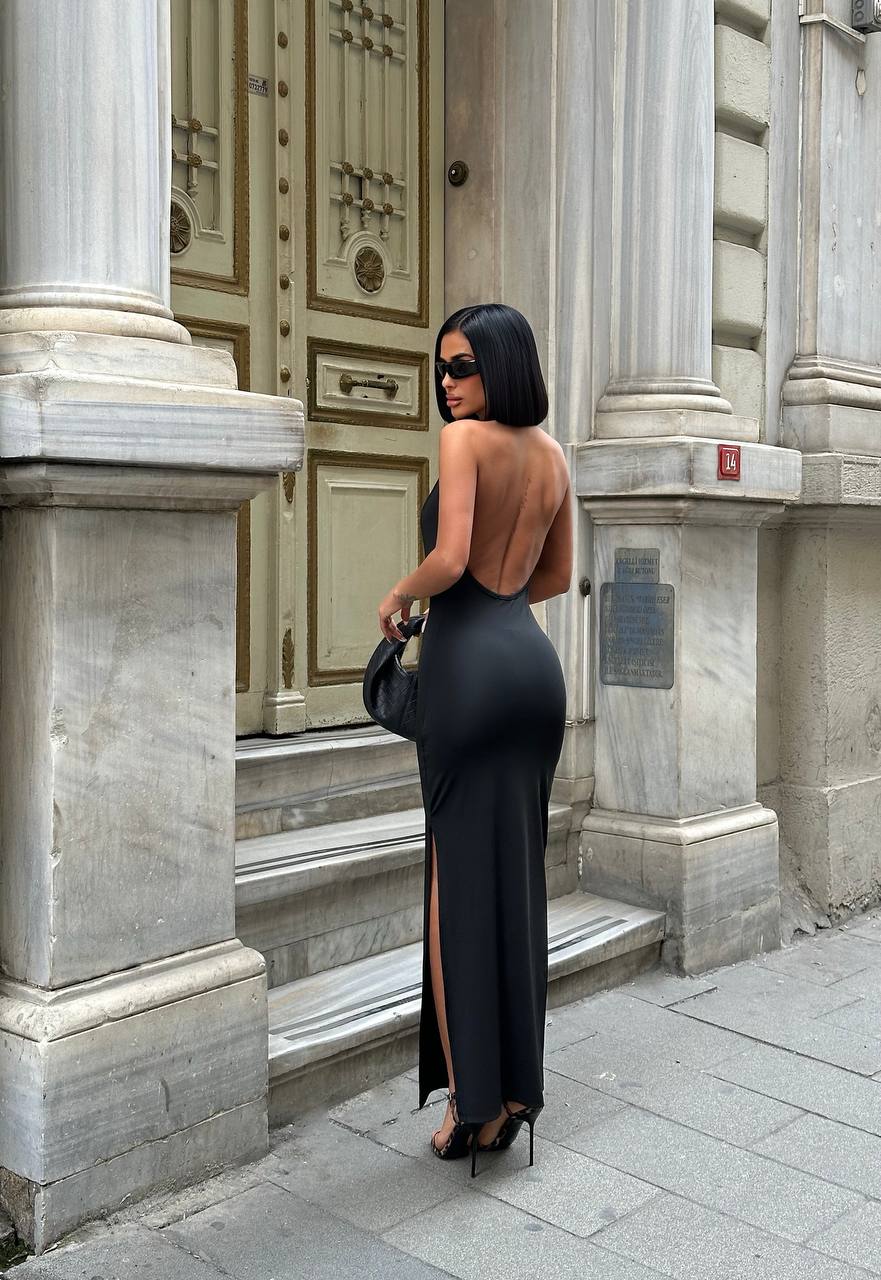 The Palermo Backless Maxi Dress Sultry Sophistication - 1182