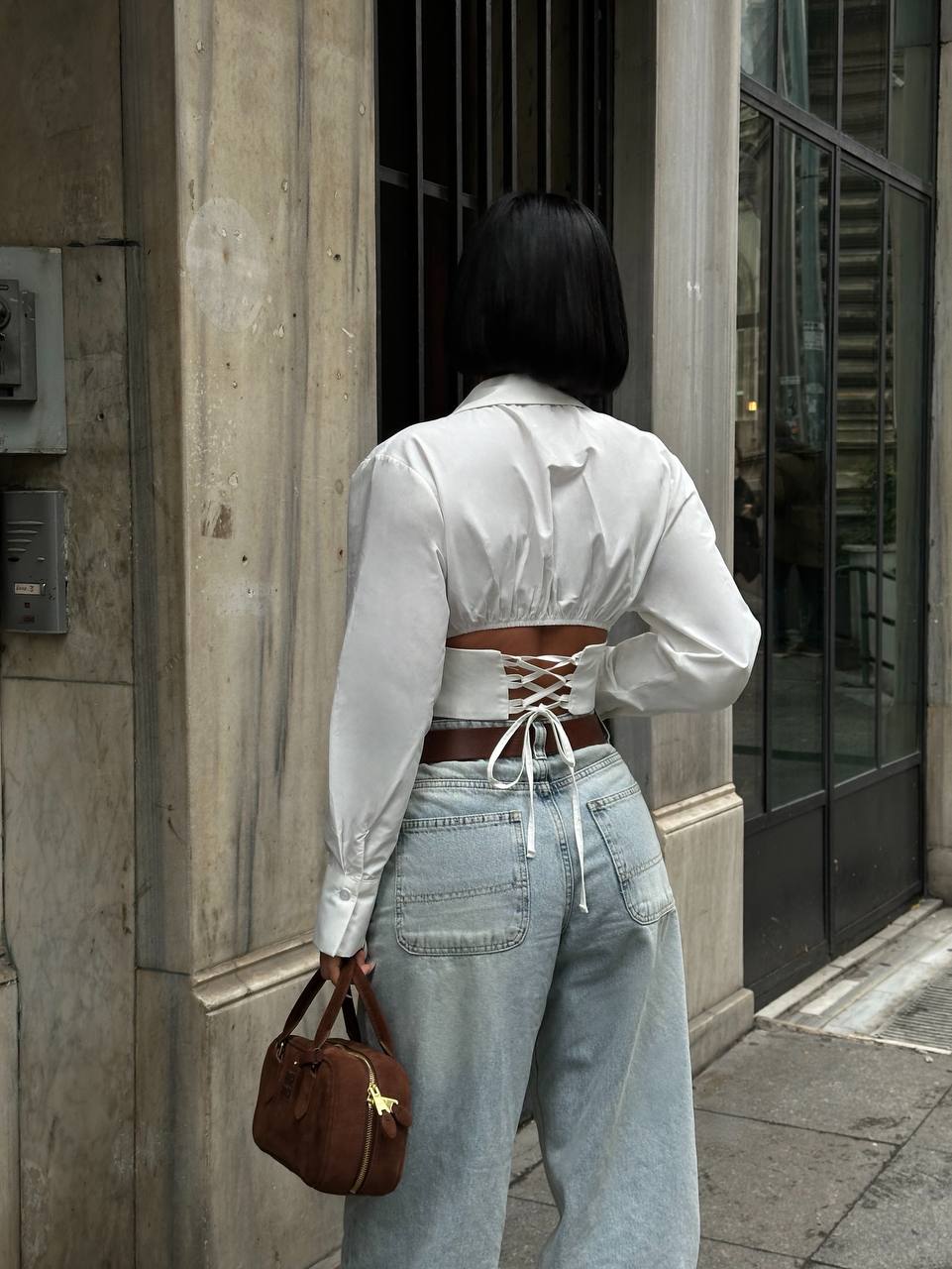 Urban Sculpt Cropped Blouse Fitted Waist Shaping 1278