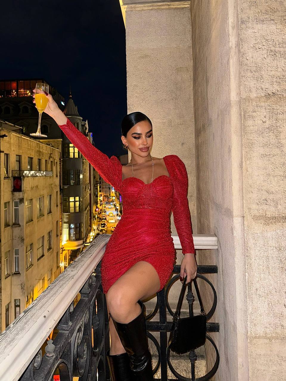 The Glam Sequin Long-Sleeve Mini Dress – 1039