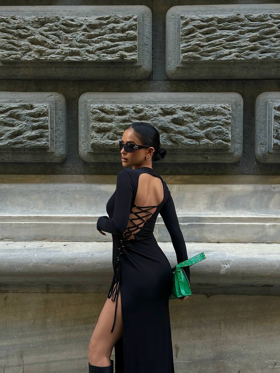 The Luxe Lace-Up Back Maxi Dress – 1075