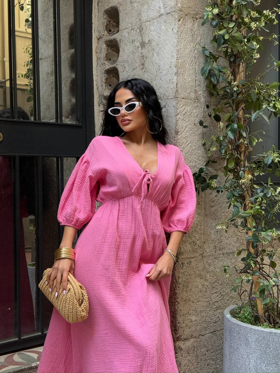 The Riviera Puff-Sleeve Midi Dress – 1206