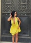 The Capri Drape Halter Mini Dress Sunset Romance - 1210