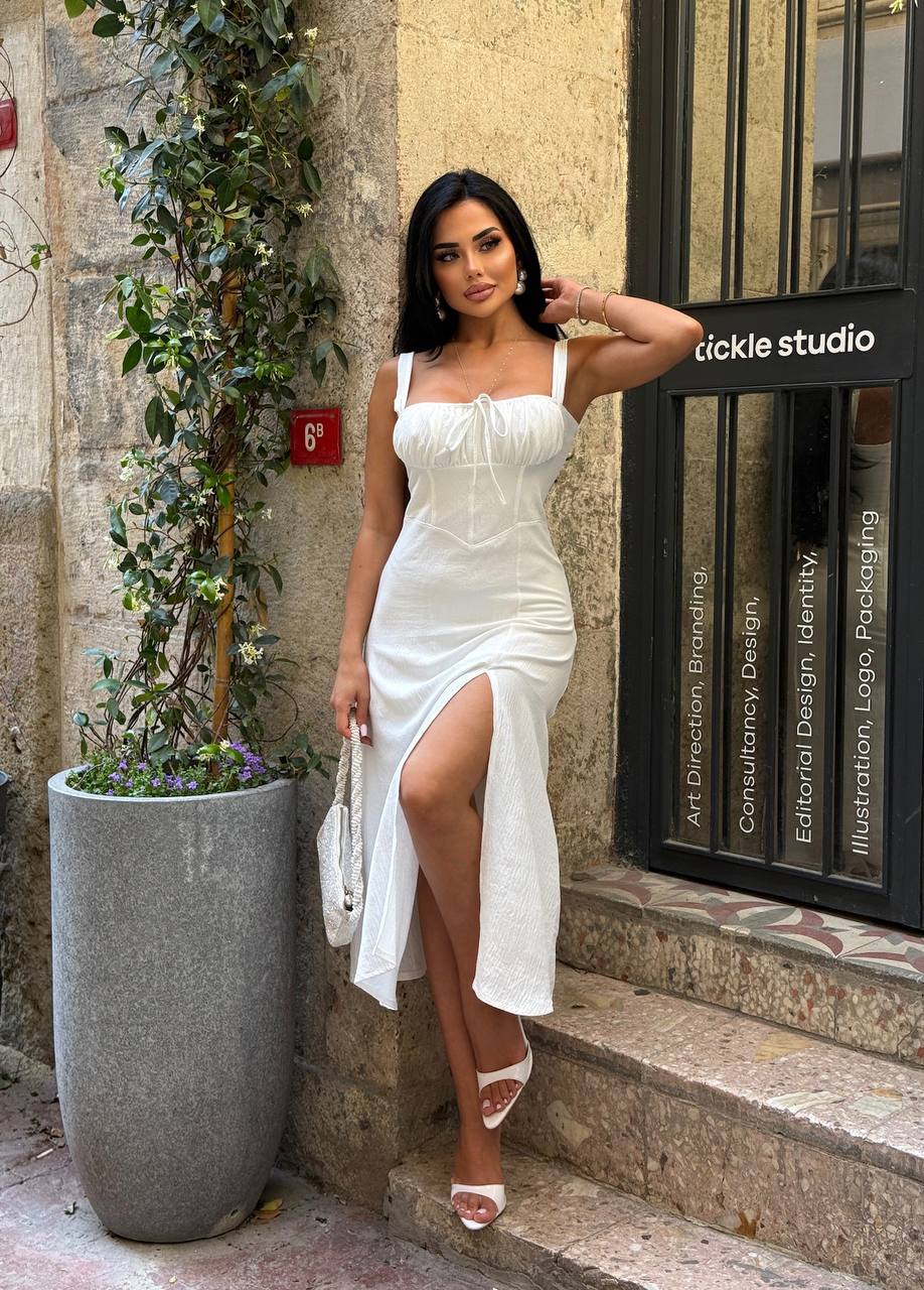 Sienna Lace-Up Corset Midi Dress - 1212