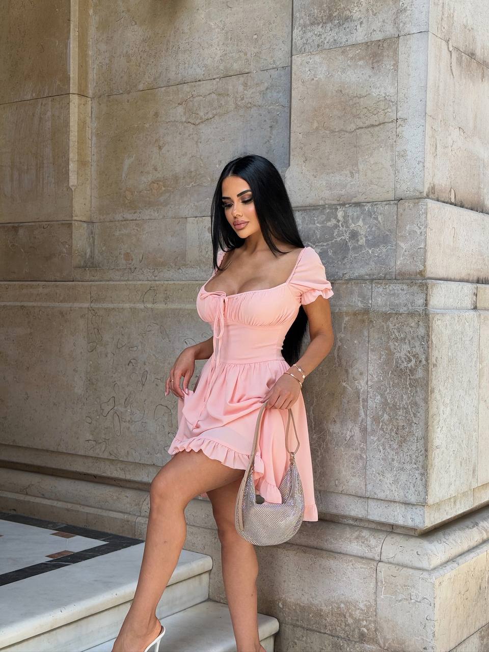 The Ruffle Charm Puff Sleeve Pastel Romance - 1228