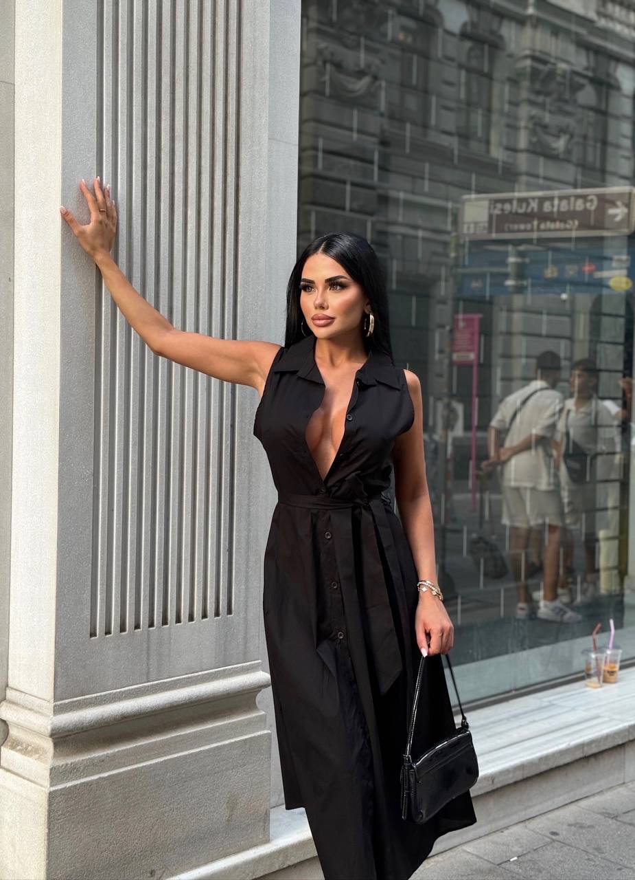 Urban Grace Button-Down Midi Dress – 1231