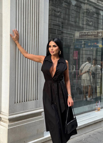 Urban Grace Button-Down Midi Dress – 1231