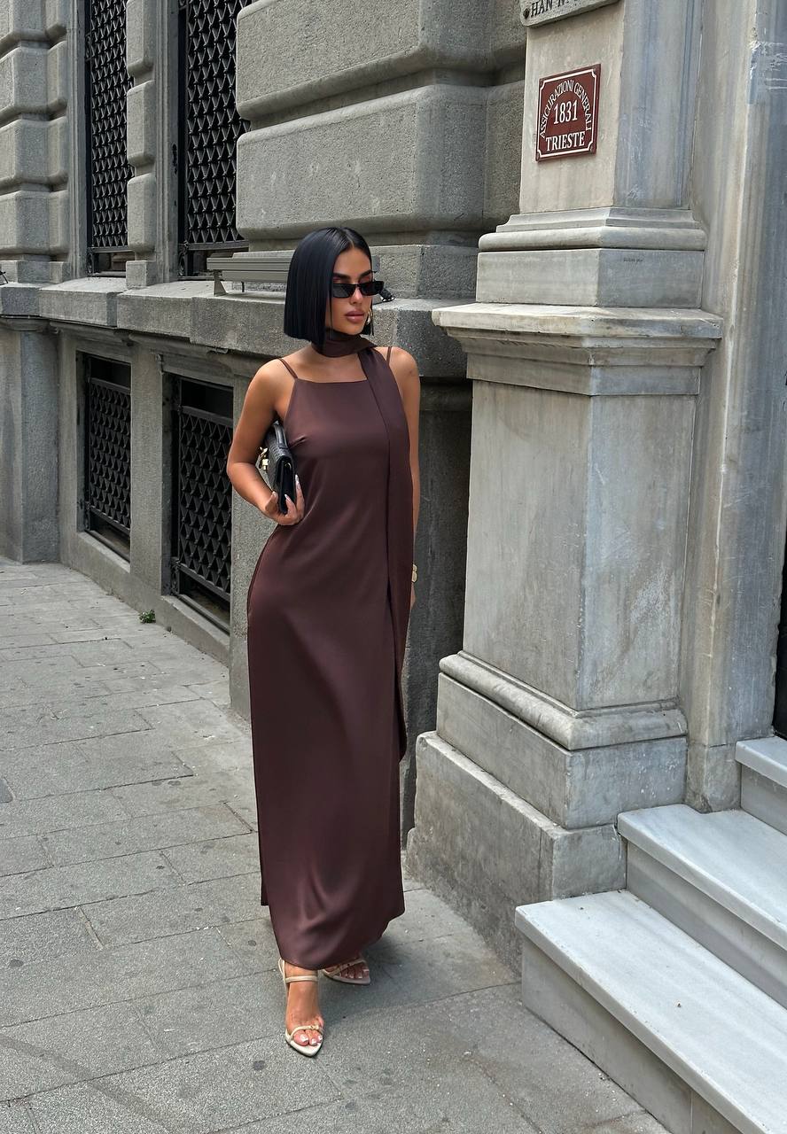 The Nova Backless Satin Maxi Dress Timeless Drape - 1235