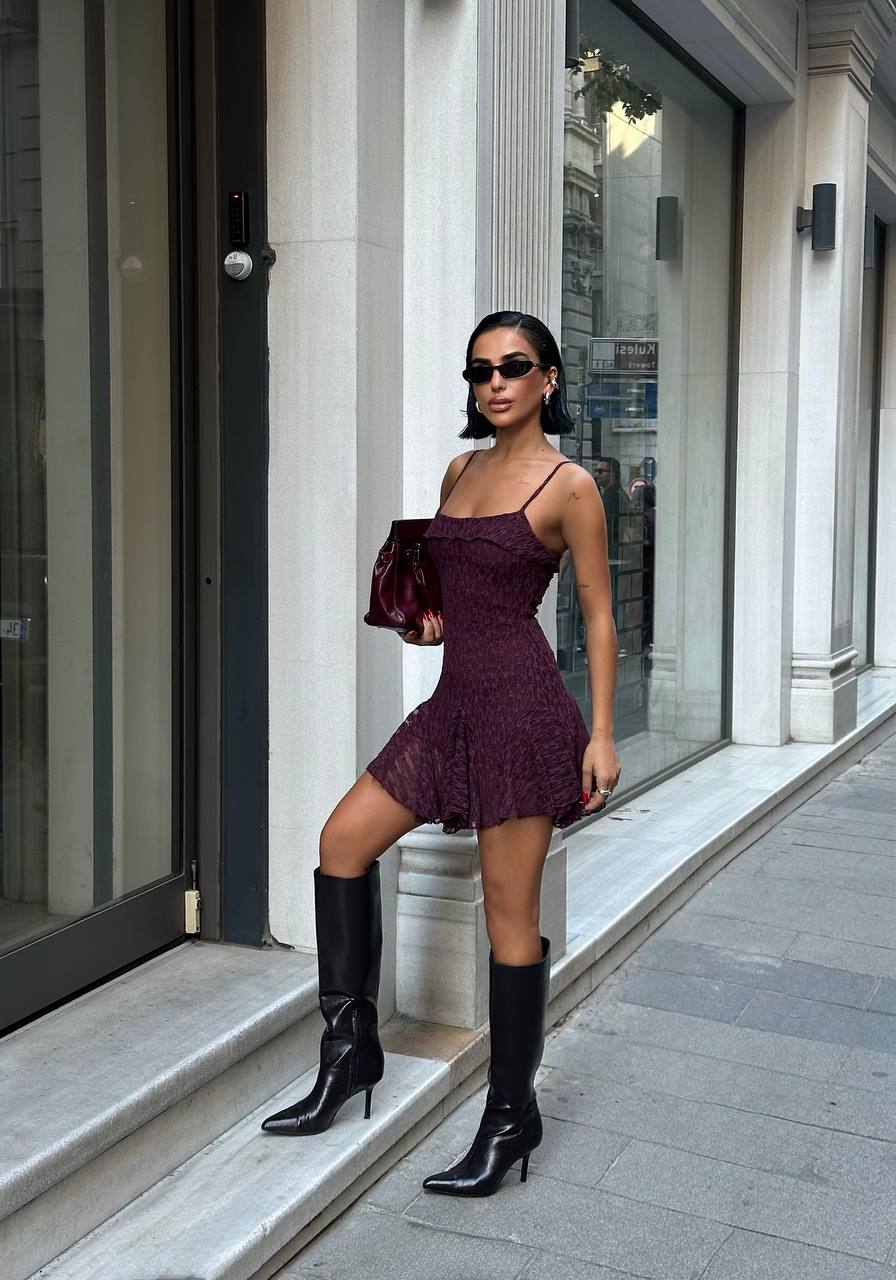 The Urban Romance Textured Mini Dress – 1237